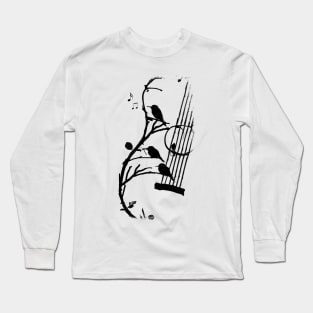 Song of Nature - Musical Bird Design Long Sleeve T-Shirt